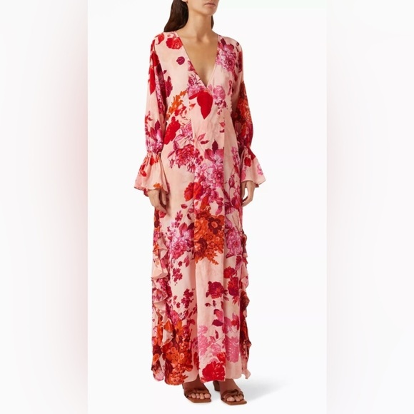 HEMANT & NANDITA Dresses & Skirts - NWT Hemant & Nandita Dali Bohemian Floral Elegant Kaftan Maxi Dress Size Medium